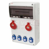 Zásuvková skříň ZSF40101000.0 /3951 IP44 jištěná 6kA bez chrániče, zás. 4x230V/16A/3p, 1x400V/16A/5p, 1x400V/32A/5p, rozměry 500x230x150mm (jistič 4xB16/1, 1xB16/3, 1xB32/3)