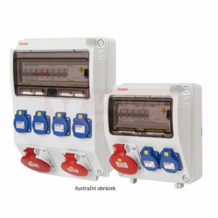 Zásuvková skříň ZSF40200000.0 /3951 IP44 jištěná 10kA bez chrániče, zásuvky 4x230V/16A/3p, 2x400V/16A/5p, rozměry 500x230x150mm (jistič 4xB16/1, 2xB16/3)