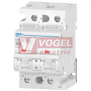 Jistič 2P/DC  80A C  LVN-XC-80C-2 Ue DC 220/440V, 10kA,  šířka 2x1,5M (EN60947-2) (46834)