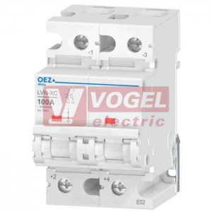 Jistič 2P/DC 100A C LVN-XC-100C-2 Ue DC 220/440V, 10kA,  šířka 2x1,5M (EN60947-2) (46835)