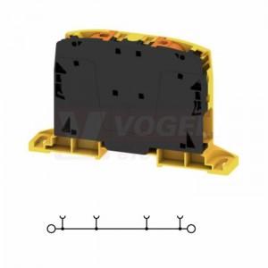 A2C 50/70 FE-DM svorka řadová, průchozí, PUSH-IN, 50mm2, 1/1 černo-žlutá, 150A/1000V, přímá montáž na DIN lištu TS35 (2663350000)