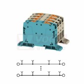 A2C 50/70 3FT-N-DM svorka řadová, průchozí, PUSH-IN, 50mm2, 3x tm.béžová + 1x modrá, š=80mm, 150A/1000V, přímá montáž DIN lištu TS35 (2663370000)