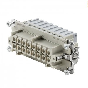 Konektor  16pin Z 16A/500V HDC HE 16 FQT, technologie připojení vodiče SNAP-IN do 2,5mm2, šedá svorkovnice (2666950000)