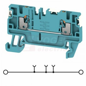 A2C  1,5 DL BL svorka řadová, PUSH-IN 1,5mm2, sv.modrá, 1/1, 500V/17,5A, š=3,5mm (2674600000) DL = Direct Labeling - svorka je osazená štítky pro přímý popis