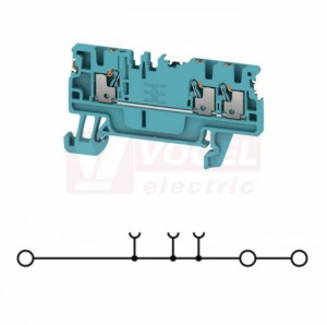 A3C  1,5 DL BL svorka řadová PUSH-IN, 1,5mm2, sv.modrá, 1/2, 17,5A/500V, š=3,5mm, montáž na DIN lištu TS35 (2674640000) DL = Direct Labeling - svorka je osazená štítky pro přímý popis