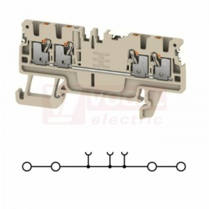 A4C  1,5 DL svorka řadová, průchozí, PUSH-IN, 1,5mm2, béžová, 2/2, š=3,5mm, 17,5A/500V, upevnění na DIN lištu TS35 (2674660000) DL = Direct Labeling - svorka je osazená štítky pro přímý popis