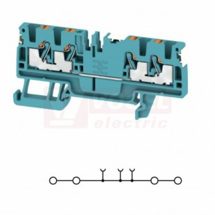 A4C  2,5 DL BL svorka řadová, PUSH-IN, 2,5mm2, sv.modrá, 2/2, š=5,1mm, 24A/800V (2674760000) DL = Direct Labeling - svorka je osazená štítky pro přímý popis