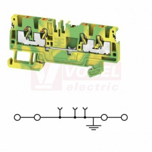A4C  2,5 PE DL svorka řadová, PUSH-IN 2,5mm2, zeleno-žlutá, 2/2, š=5,1mm  (2674770000) DL = Direct Labeling - svorka je osazená štítky pro přímý popis