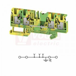 A4C  4 PE DL svorka řadová, PUSH-IN 4mm2, zeleno-žlutá, 32A/800V, 2/2, š=6,1mm  (2674860000) DL = Direct Labeling - svorka je osazená štítky pro přímý popis