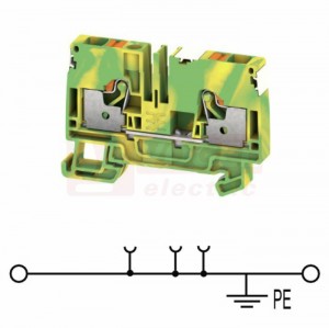 A2C  6 PE DL svorka řadová, PUSH-IN 6mm2, PE zeleno/žlutá 1/1, š=8,1mm (2674890000) DL = Direct Labeling - svorka je osazená štítky pro přímý popis