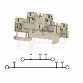 A2T 1,5 FT-PE DL svorka řadová, dvoupatrová PUSH-IN 1,5mm2, béžová, š=3,5mm, 500V, upevnění na DIN lištu TS35 (2675080000) DL = Direct Labeling - svorka je osazená štítky pro přímý popis