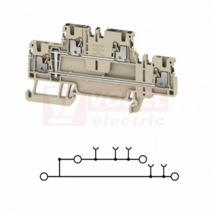 A2T 1,5 VL DL svorka řadová, dvoupatrová PUSH-IN 1,5mm2, béžová, 16A/500V, propojená patra, upevnění na DIN lištu TS35 (2675090000) DL = Direct Labeling - svorka je osazená štítky pro přímý popis