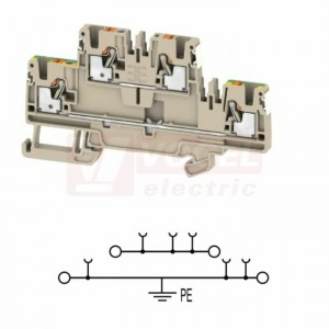 A2T 2,5 FT-PE DL svorka řadová dvoupatrová, průchozí, PUSH-IN 2,5mm2, 24A/800V, š=5,1mm, upevnění na DIN lištu TS35 (2675130000) DL = Direct Labeling - svorka je osazená štítky pro přímý popis