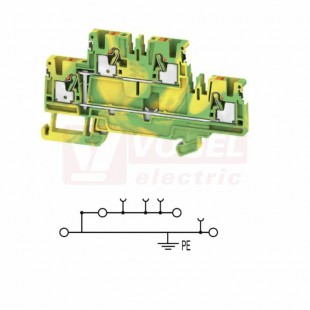 A2T 2,5 PE DL svorka řadová, dvoupatrová, PUSH-IN 2,5mm2, PE zeleno/žlutá, š=5,1mm, upevnění na DIN lištu TS35 (2675150000) DL = Direct Labeling - svorka je osazená štítky pro přímý popis