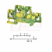 A2T 2,5 PE DL svorka řadová, dvoupatrová, PUSH-IN 2,5mm2, PE zeleno/žlutá, š=5,1mm, upevnění na DIN lištu TS35 (2675150000) DL = Direct Labeling - svorka je osazená štítky pro přímý popis