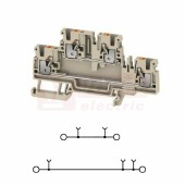 A2T 2,5 EM1 D/0 svorka řadová dvoupatrová PUSH-IN 2,5mm2, s otvory pro montáž elektron.součástky, tm.béžová, 10A/500V,  š=5,1mm, nacvaknutí na TS35 (2704330000)