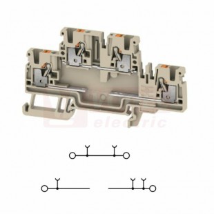 A2T 2,5 EM2 D/0 svorka řadová dvoupatrová PUSH-IN 2,5mm2, horní patro průchozí, spodní patro přerušené s otvory pro montáž elektron.součástky  (2704360000)