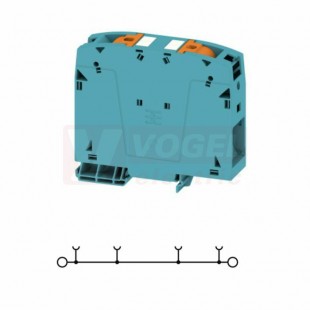 A2C 95/120 DL BL svorka řadová, průchozí, PUSH-IN, 95mm2, sv.modrá, 1/1, š=25mm, 232A/1000V, nacvakávací montáž TS35 (2755910000) DL = Direct Labeling - svorka je osazená štítky pro přímý popis