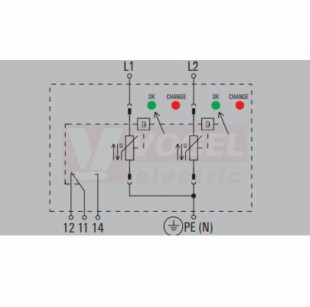 VPU AC II US 2 R 600/35 přepěťová ochrana typ 1+2 (L1-L2/PE(N)), I imp 20kA/35kA (8/20µs), Uc 600V, s dálk.signalizací (2736430000)