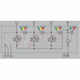 VPU AC II US 3+1 R 240/50 Y přepěťová ochrana typ 1+2 (L1-L2-L3-N/PE), I imp 20kA/65kA (8/20µs), Uc 305V, s dálk.signalizací (2736440000)