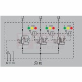 VPU AC II US 3 R 240/50 Y přepěťová ochrana typ 1+2 (L1-L2-L3/PE), I imp 20kA/50kA (8/20µs), Uc 240V, s dálk.signalizací (2736450000)