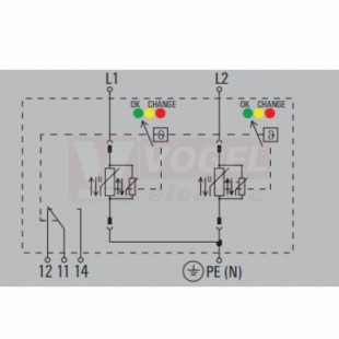 VPU AC II US 2 R 240/50 Y přepěťová ochrana typ 1+2 (L1-L2/PE(N)), I imp 20kA/50kA (8/20µs), Uc 240V, s dálk.signalizací (2736480000)