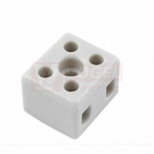 AK 2/6 BI   Svorkovnice keramická 2P, 1,5-4mm2, materiál porcelán do 300°C, barva bílá (3700401)