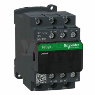LC1D12ND      Stykač 3P 12A AC-3,  60V DC, pom.kont. 1"Z"+1"V" šroub.svorky, cívka s odruš.modulem