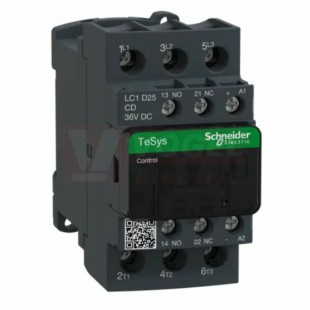 LC1D25CD      Stykač 3P 25A AC-3, 36V DC, pom.kont. 1"Z"+1"V" šroub.svorky, cívka s odrušovacím modulem