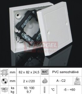 LK 80/3_HB krabice lištová s víčkem a svorkovnicí š/v/hl 82x82x24,5mm, bílá (ostré rohy)