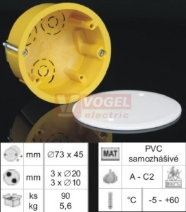 KU 68 LA/2 krabice odbočná, prům.73mm/hl.45mm s víčkem (do sádrokartonu)