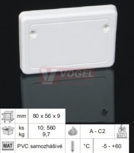 VLK 80/2R_HB víčko pro krabice LK 80X28/2R při montáži dvojzásuvky, š/v/hl 80x57x9mm (Classic, Swing), PVC