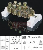 EPS 2_XX svorkovnice ekvipotenciálová bez krytu (4x2,5-10, 6x4-16, 2x10-95mm2, 1x zem.pásek 30x4mm), š/v/hl 126x50x60mm, PA6