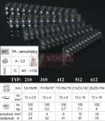 TYP612_FA svorkovnice černá, š/v/hl 22x22x154mm, vodič 12x16mm2, 76A/500V, PA6 (bal=50ks)