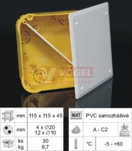KO 110/L_NA krabice rozvodná s víčkem a přepážkou do dutých stěn, š/v/hl 116x116x45mm, IP30, PVC