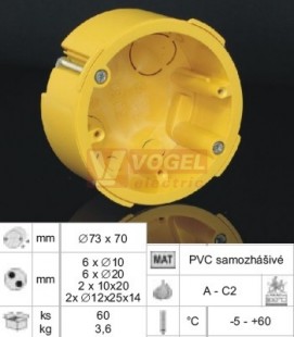 KI 68 L/1_NA krabice izolační, odbočná, průměr 80mm, hl.50mm (dvouplášťová na hořl.povrchy), tř. hořlavosti A-C3, IP30, PVC