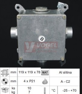 7121 C rozvodka krabicová - víčko, rozměr 120x120x76mm, IP54