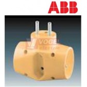 5323-23 D  Adaptér rozbočovací, 2x kulatá + 1x plochá, 16A/250VAC, béžová