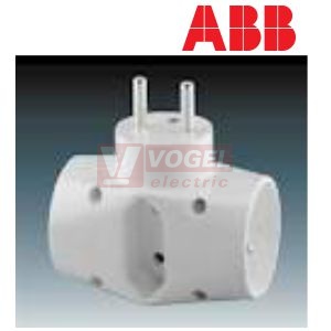 5323-23 S  Adaptér rozbočovací, 2x kulatá + 1x plochá, 16A/250VAC, šedá