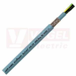Ölflex 440 CP 300/500V  5G  0,5 kabel stíněný, šedý plášť z PUR, odolný proti oděru, olejům a povětrnostním vlivům, izolace žil z TPE, černé čísl.žíly se zl/žl (0012903)