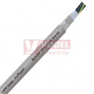 Ölflex Classic FD 810 CY 3G 2,5 kabel stíněný, vysoce flexibilní, šedý vnější plášť z PVC, do energetických řetězů, černé čísl.žíly se zl/žl (0026270 (26270)