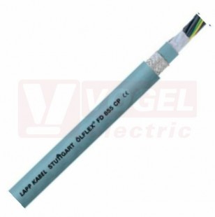 Ölflex FD 855 CP 300/500V  3G  0,75 stíněný bezhalogenový ovládací kabel, vysoce flexibilní, do energet.řetězů, šedý vnější plášť z PUR, odolný proti olejům a mech.poškození, černé čísl.žíly se zl/žl - certifikovaný (0027621)