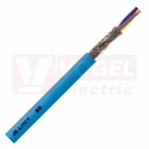 Unitronic JE-LiYCY BD EB  2x2x0,5mm2 kabel datový stíněný, pro průmyslovou elektroniku, barva žil podle VDE 0815, modrý vnější plášť z PVC RAL5015 (0034220)