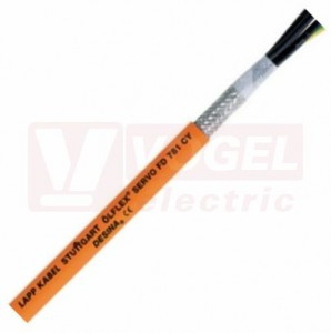 Ölflex Servo 781 CY 600/1000V  4G  1,5 servokabel stíněný do energet.řetězu, oranžový vnější plášť z PVC, černé čísl.žíly se zl/žl (0036320)
