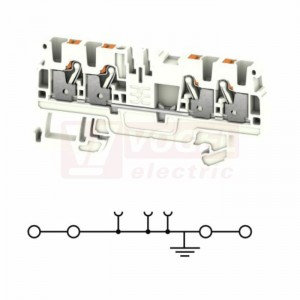 A4C  2,5 FE WT svorka řadová, PUSH-IN, 2,5mm2, bílá, 2/2, š=5,1mm, 24A/800V, nacvakávácí na DIN lištu TS35/32 (2690470000)