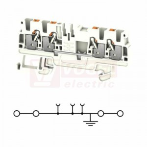 A4C  2,5 FE svorka řadová, PUSH-IN, 2,5mm2, bílá, 2/2, š=5,1mm, 24A/800V, nacvakávácí na DIN lištu TS35/32 (2690470000)