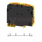 A2C 95/120 FE svorka řadová, průchozí, PUSH-IN, 95mm2, černo-žlutá, 1/1, š=25mm, 232A/1000V, nacvakávací montáž TS35 (2694080000)