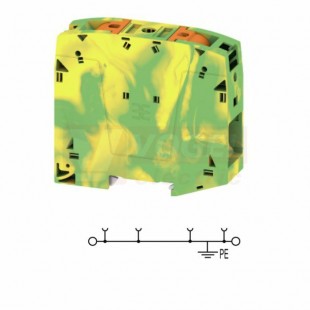 A2C 95/120 PE svorka řadová, průchozí, PUSH-IN, 95mm2, zeleno-žlutá, 1/1, š=25mm, 1000V, nacvakávací montáž TS35 (2694090000)