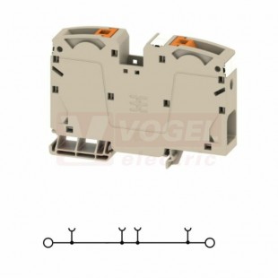 A2C 35 DL svorka řadová, PUSH-IN, 35mm2, tm.béžová, 1/1, š=16mm, 125A/1000V, upevnění na DIN lištu TS35 (2742060000) DL = Direct Labeling - svorka je osazená štítky pro přímý popis