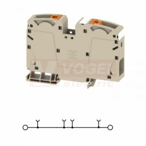 A2C 35 DL svorka řadová, PUSH-IN, 35mm2, tm.béžová, 1/1, š=16mm, 125A/1000V, upevnění na DIN lištu TS35 (2742060000) DL = Direct Labeling - svorka je osazená štítky pro přímý popis